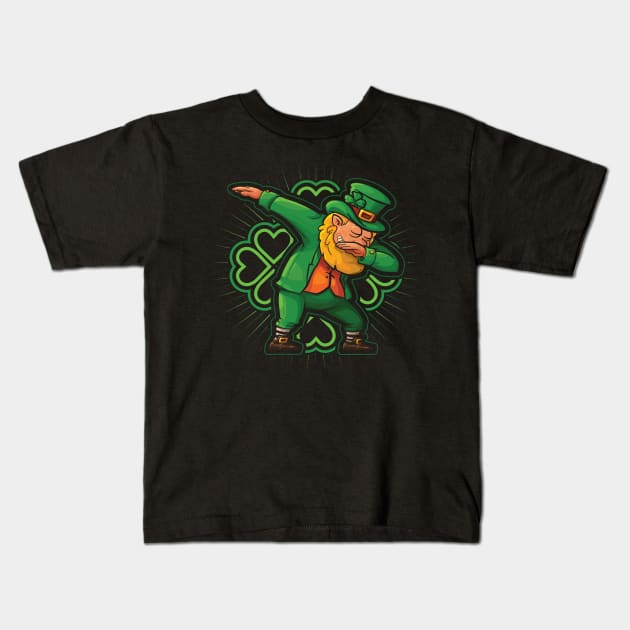 Dabbing Leprechaun Funny Dab St Patricks Day Kids T-Shirt by aneisha